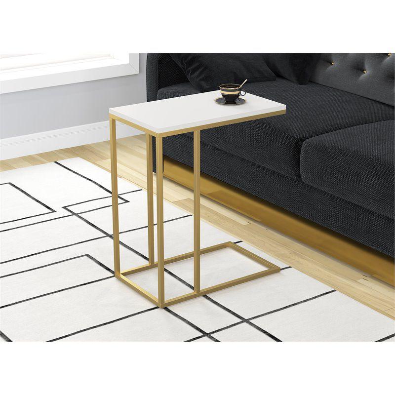 Safdie & Co. 19"L C-Shape Gold Metal Legs Accent Table in White