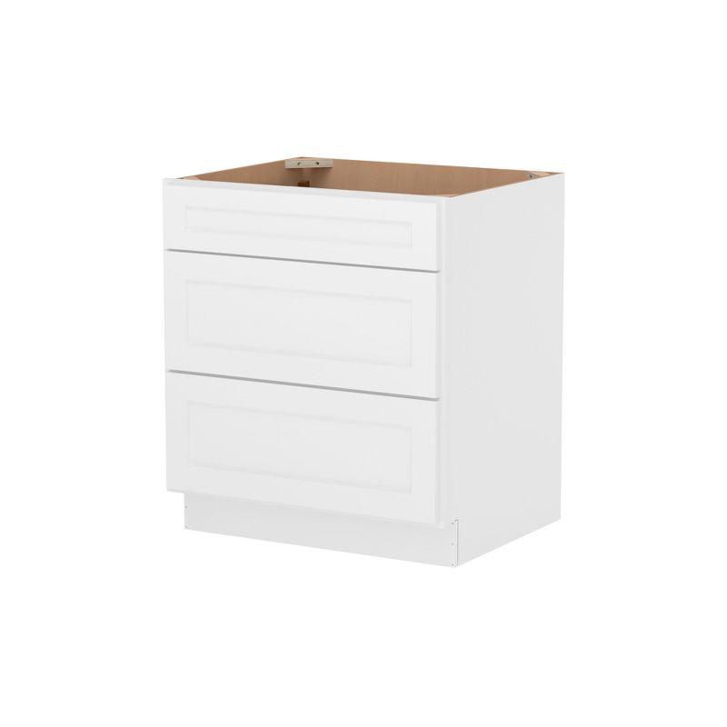 HOMLUX Easy-DIY Shaker White Ready to Assemble Drawer Base Kitchen Cabinet With 3-Drawers