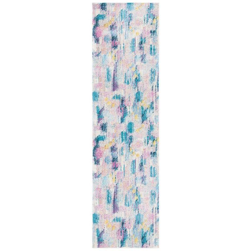 Lillian LLN375 Power Loomed Runner Rug - Pink/Turquoise - 2'2"x11' - Safavieh