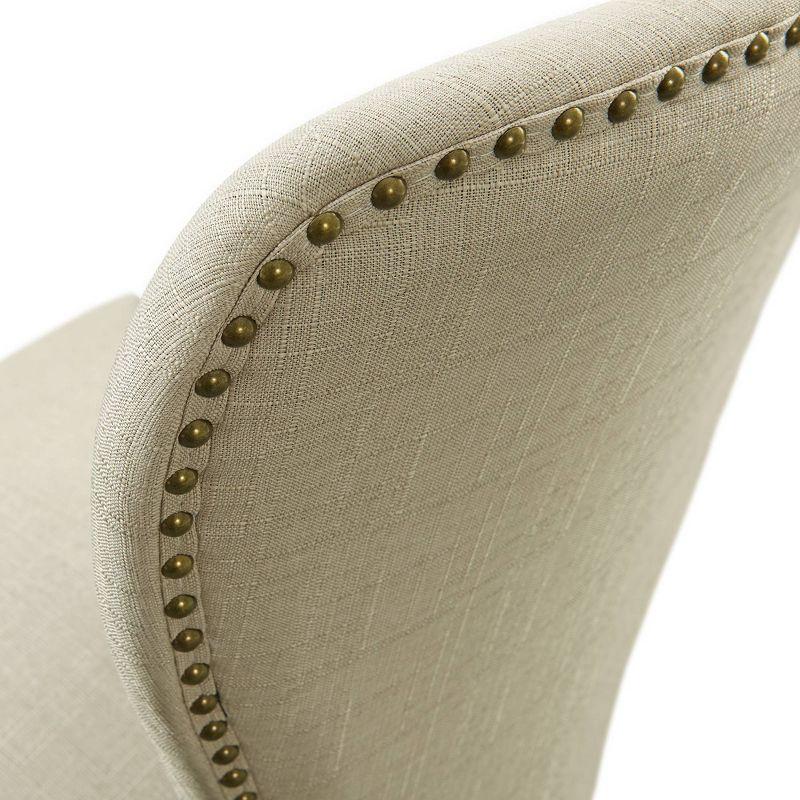 Set of 2 Savoy Upholstered Dining Armless Chairs Cream - Alaterre Furniture: Faux Leather, Nailhead Detail, Rubberwood Frame