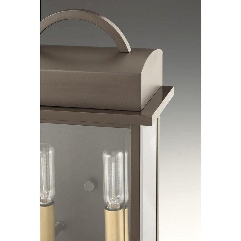 Progress Lighting Santee 3-Light Wall Lantern, Antique Bronze, Beveled Glass Shade