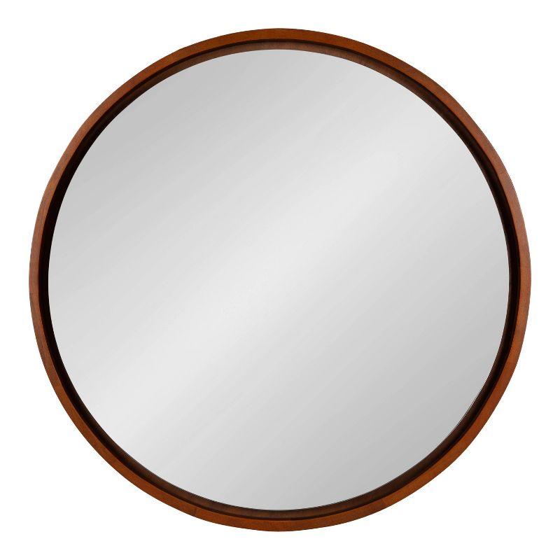 Kate & Laurel All Things Decor 30" Evans Round Wall Mirror Walnut Brown: Modern Style, Wood Frame, No Assembly Required
