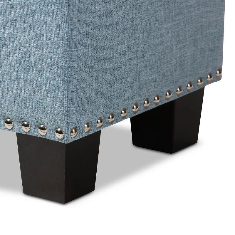 Hannah Modern and Contemporary Fabric Upholstered Button - Tufting Storage Ottoman Bench - Light Blue - Baxton Studio