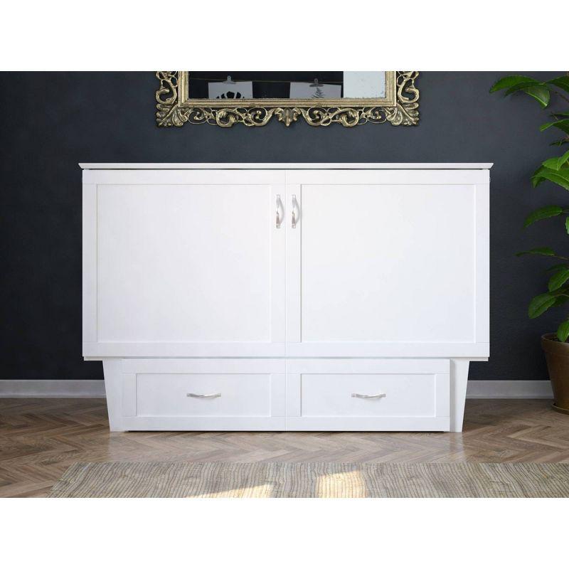 Queen Monroe Murphy Bed Chest with Memory Foam Mattress & USB Charger - AFI