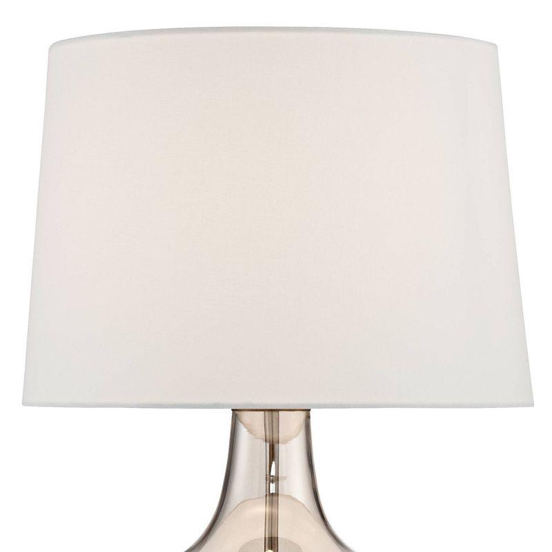 Possini Euro Design Ania 31" Tall Jar Large Modern Coastal End Table Lamp Clear Champagne Glass Single Off-White Shade Living Room Bedroom Bedside