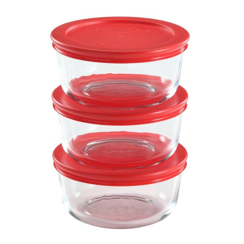 Pyrex 2-Cup Red Glass Food Storage Bowl Set