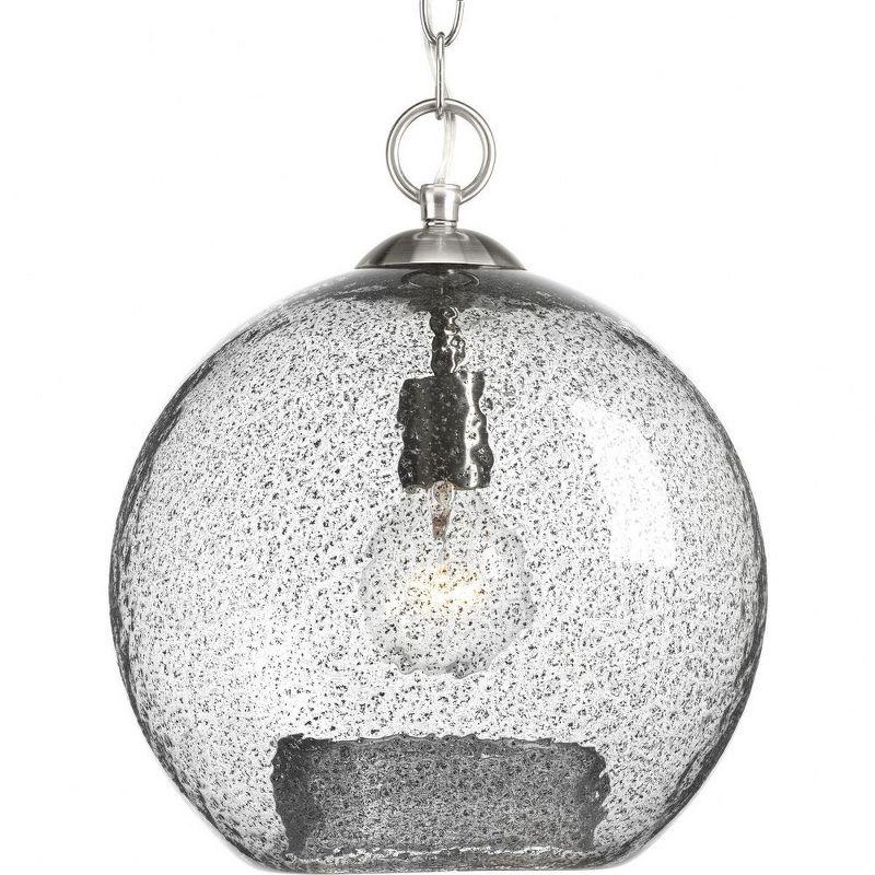 Progress Lighting Malbec 1-Light Pendant, Brushed Nickel, Clear Textured Artisanal Glass Shade