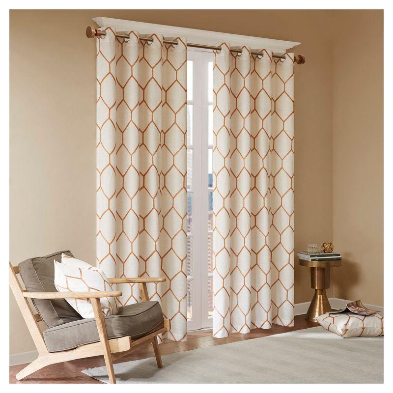 Brooklyn Geometric Sheer Grommet Single Curtain Panel