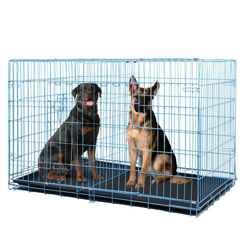 BestMassage 48 Inch Dog Crate Dog Cage Dog Kennel with Double Door Removable Tray & Handle Indoor Outdoor Pet Crate, Blue