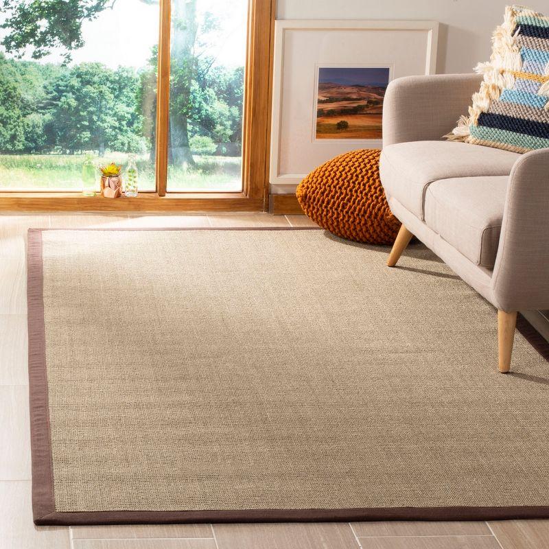 Sage and Brown Sisal Area Rug with Border, 5' x 8'