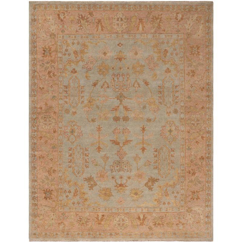 Oushak OSH112 Hand Knotted Area Rug - Soft Green/Rust - 8'9"x11'9" - Safavieh.