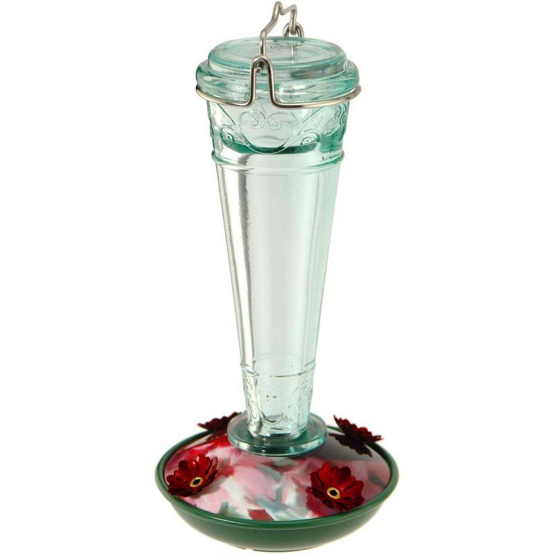 Audubon Green/Red Torchiere Decorative Glass Hummingbird Feeder - 8 Ounces