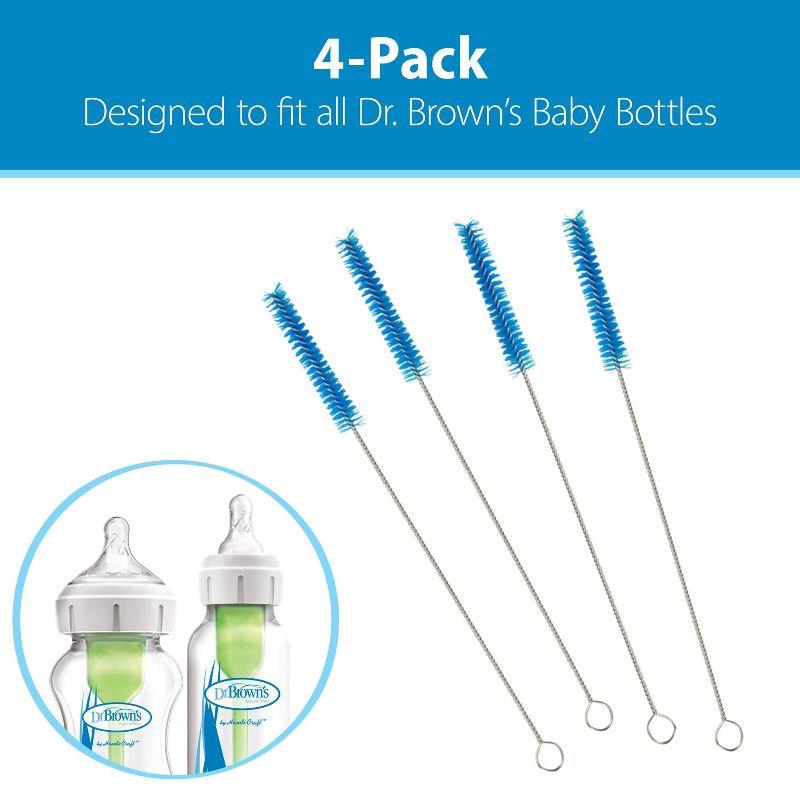 Dr. Brown's Natural Flow Reusable Vent System Baby Bottle Bristle Cleaning Brushes - 4ct