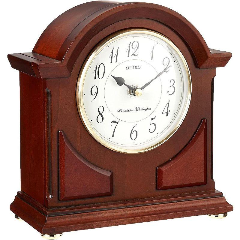 Seiko Sayo American Traditional Analog Wood Quartz Movement / Crystal Tabletop Clock in Brown