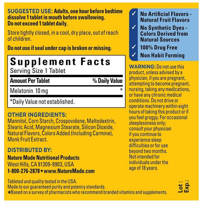 Nature Made Fast Dissolve Melatonin Maximum Strength 100% Drug Free Sleep Aid 10mg Tablets - 45ct