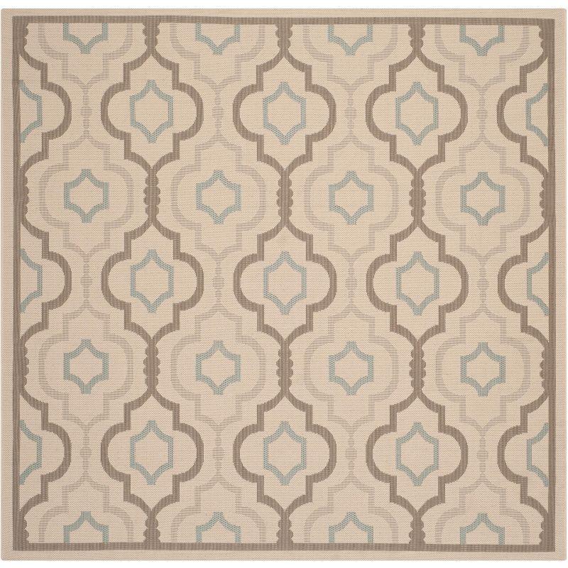 Courtyard CY7938 Power Loomed Indoor and Outdoor Area Rug - Beige/Dark Beig - 6'7"x6'7" - Safavieh
