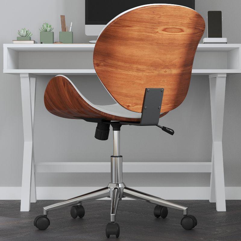 White Faux Leather Swivel Executive Armless Chair