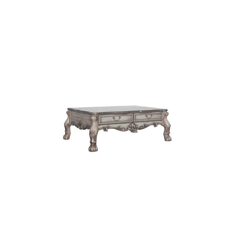 Dresden Vintage Bone White Coffee Table with Floral Motifs and Storage