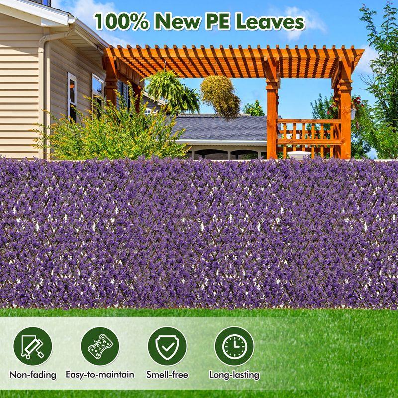 Tangkula Expandable Fence Privacy Screen Decorative Faux Purple Eucalyptus Fencing Panel