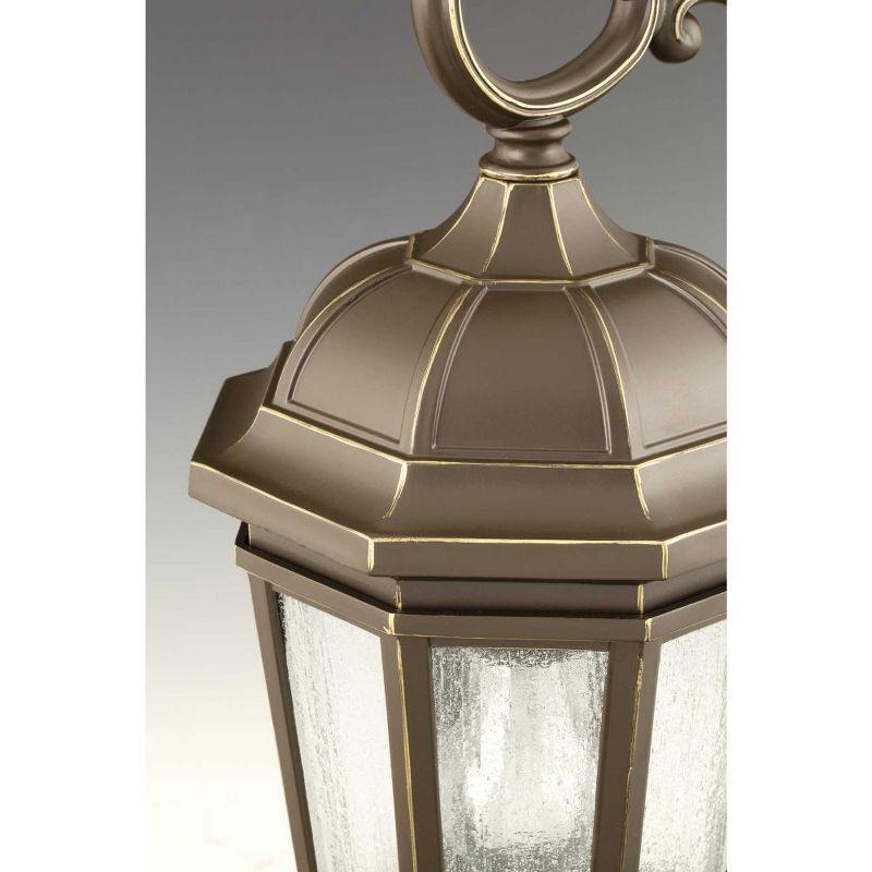 Progress Lighting Verdae 3-Light Outdoor Wall Lantern, Antique Bronze, Clear Seeded Glass