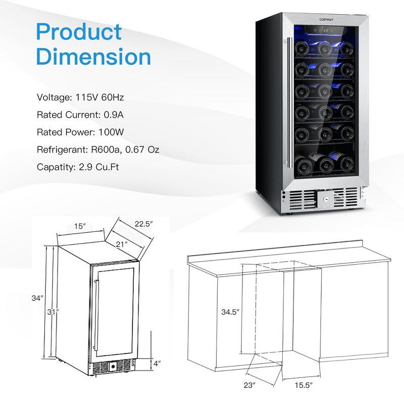 Costway 15'' Wine Beverage Cooler Refrigerator 30-Bottle Freestanding Built-in Fridge