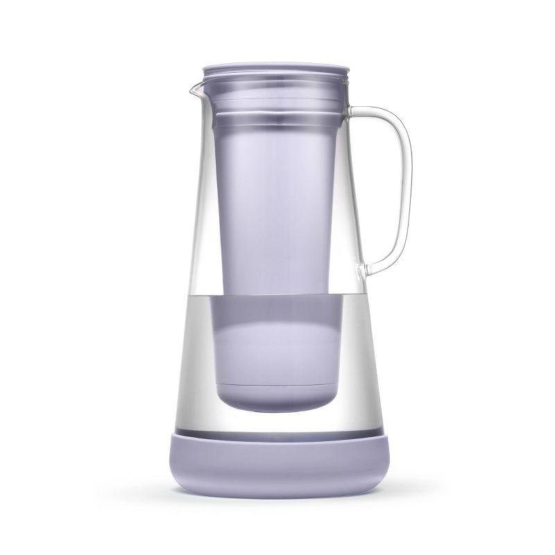 LifeStraw Home 7 Cup Glass Water Filter Pitcher with Silicone Base Wisteria