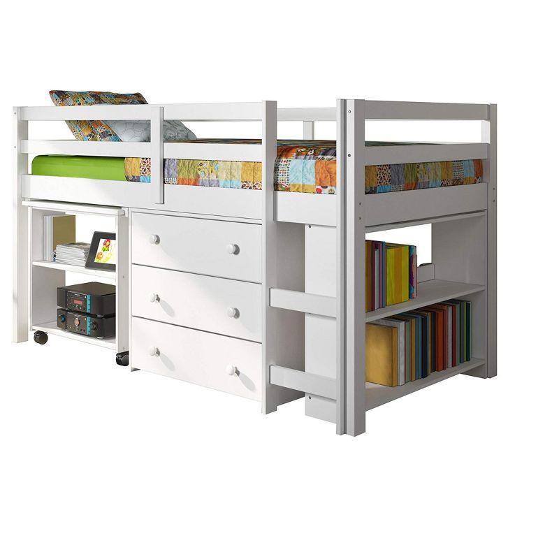 Donco Kids Study & Sleep Twin White Low Loft Bed