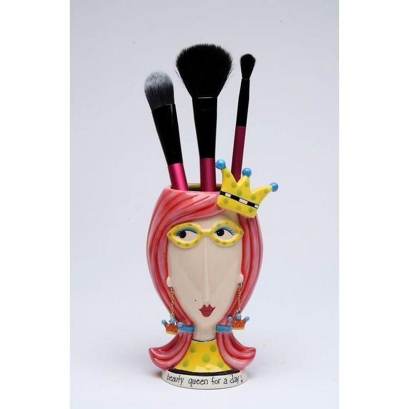 Sassy Chic 8.5'' Ceramic Beauty Queen Vase & Brush Holder