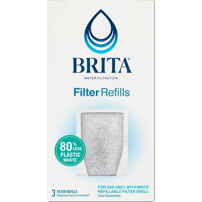 Brita Refillable Replacement Water Filters for Brita Water Pitchers and Dispensers - 3ct: Filters Chlorine, Cadmium, Mercury