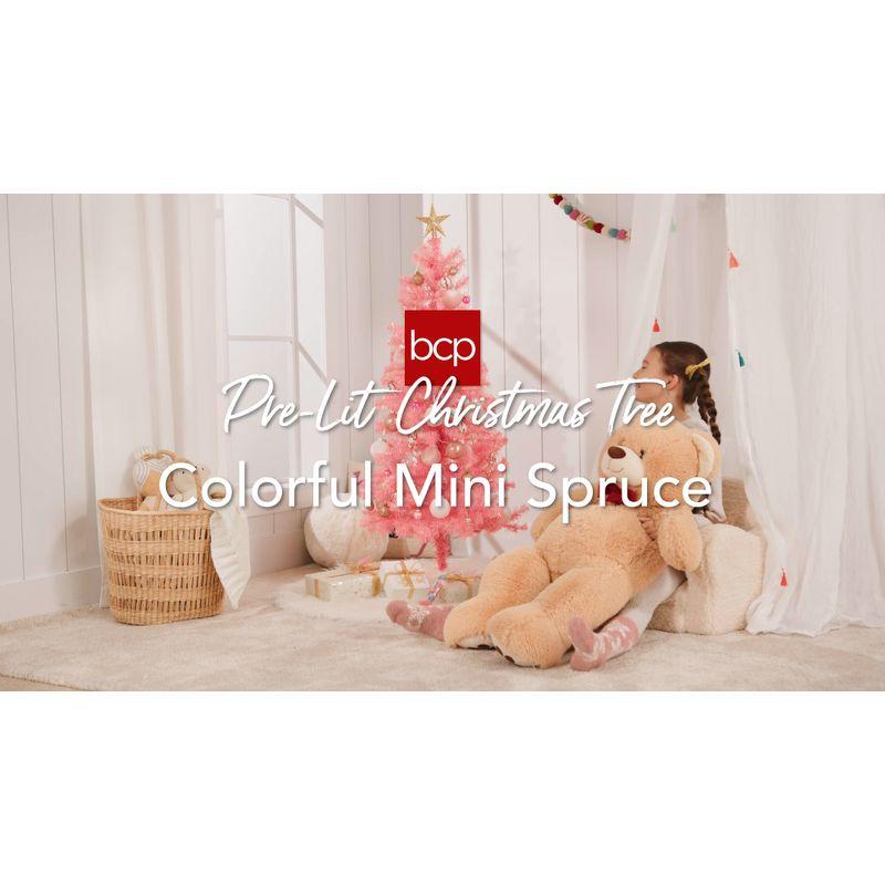 Best Choice Products 4ft Prelit Colored Christmas Tree, Artificial Tree Holiday Decor w/ LED Lights - Lime Green