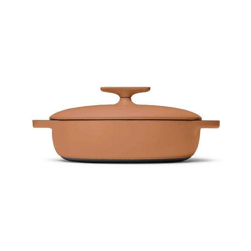 Caraway Home Enameled Cast Iron Braiser with Lid Rust: 3.5 Qt, Terracotta Pink, Hand Wash, Electric & Gas Compatible