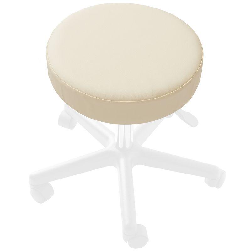 Saloniture 2-Pack Round Stool Seat Cover, 15-1/2" Waterproof Slipcover for Swivel Chair or Barstool - Cream