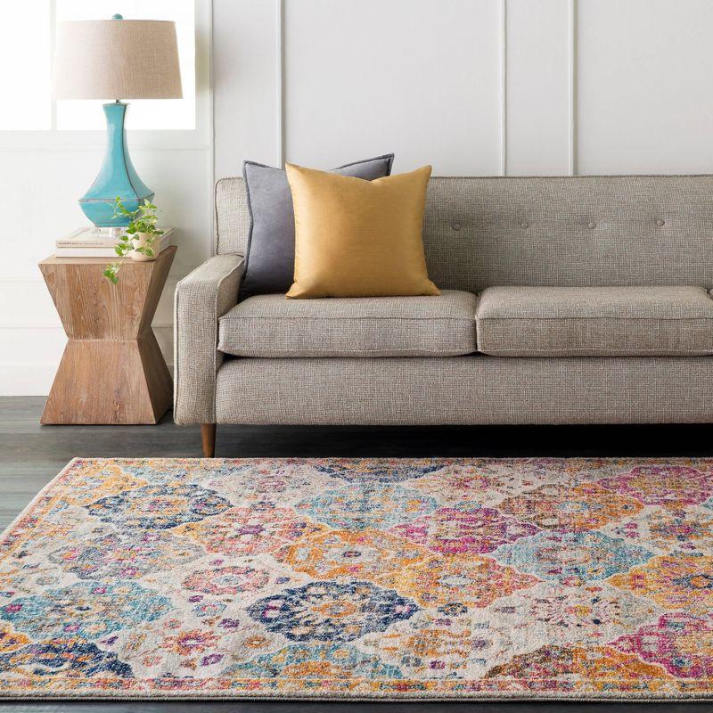 Bohemian Multicolor Floral Motif Rectangular Area Rug