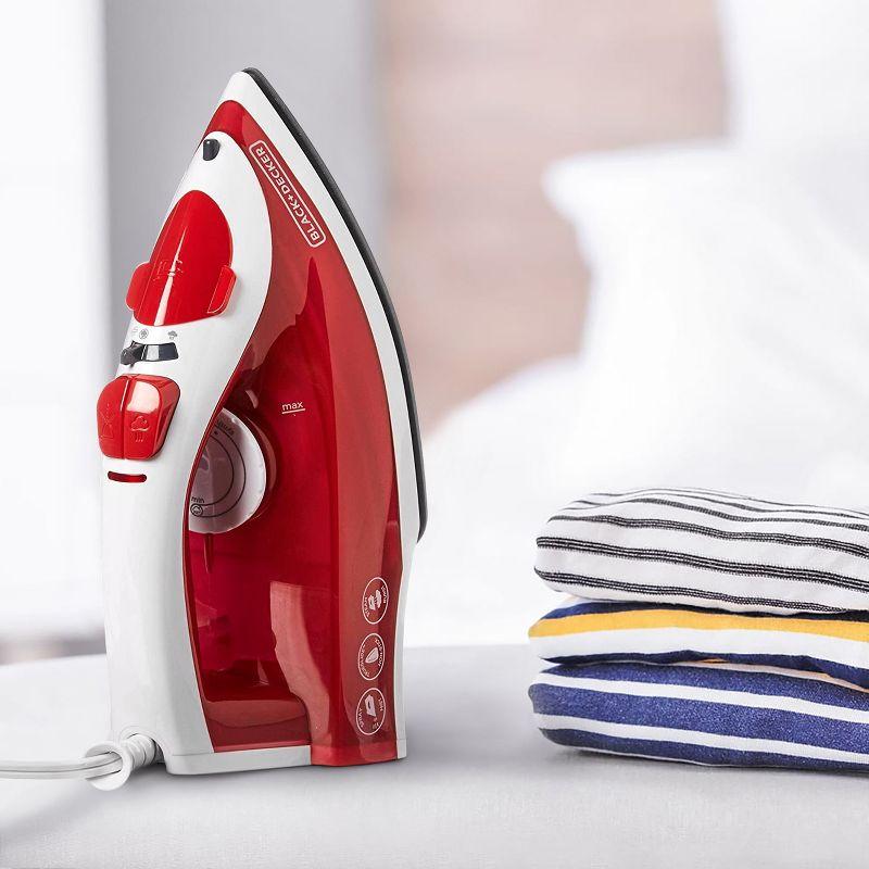 Black and Decker TrueGlide Premium Variable Compact Iron in Red with Nonstick Plate