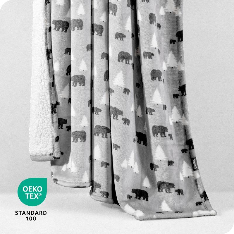Bare Home Bare Home Printed Sherpa Fleece Blanket - Warm & Lightweight - Soft Plush Blanket - Reversible