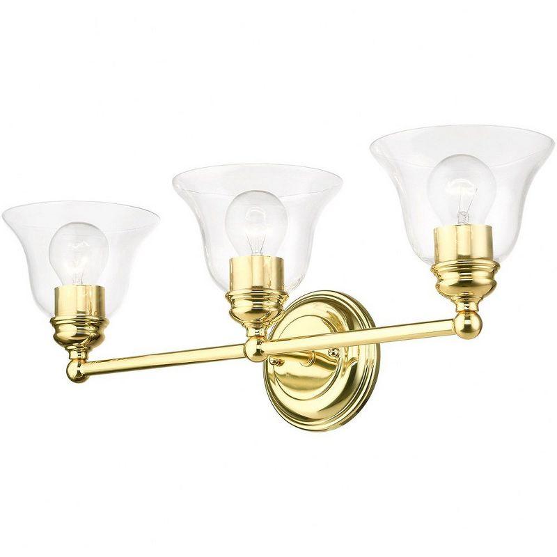 Polished Brass 3-Light Vanity with Clear Glass Shades