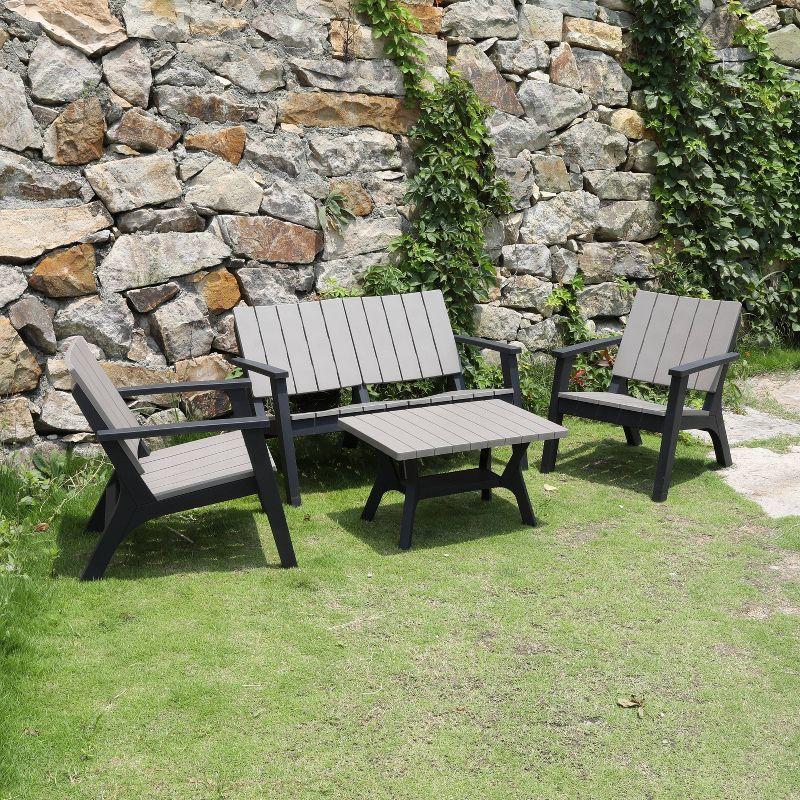 Enzo 4-Piece Black and Gray Polypropylene Patio Sofa Set