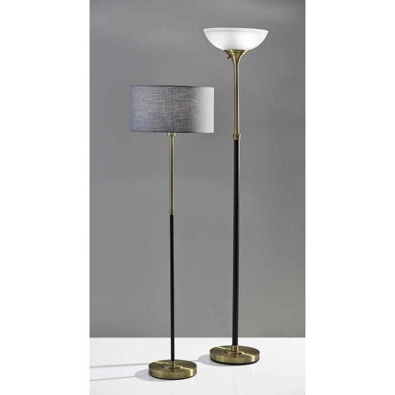 71" Bergen Collection Torchiere Black - Adesso: ETL Listed, Metal Body, Glass Shade, No Bulb Included