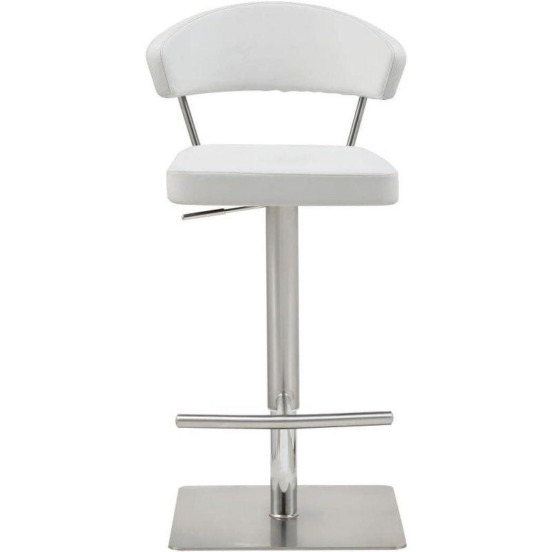 Whiteline Modern Living Maureen Barstool White adjustable height and square stainless steel base.