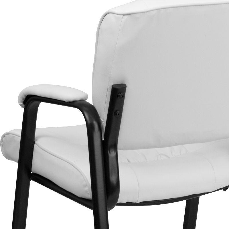 Emma and Oliver White LeatherSoft Executive Reception Chair with Black Metal Frame