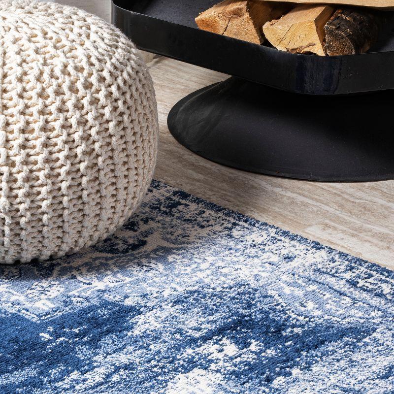8'x10' Alhambra Ornate Medallion Modern Area Rug, Navy/Ivory - JONATHAN Y