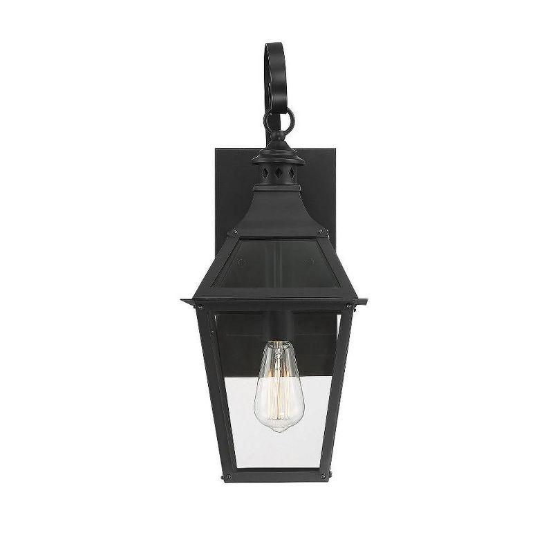 Jackson 1-Light Outdoor Wall Lantern in Matte Black with Gold Highlights