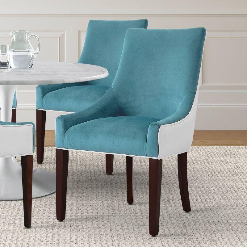 Elegant Seafoam Upholstered Side Chair with Walnut Wood Legs