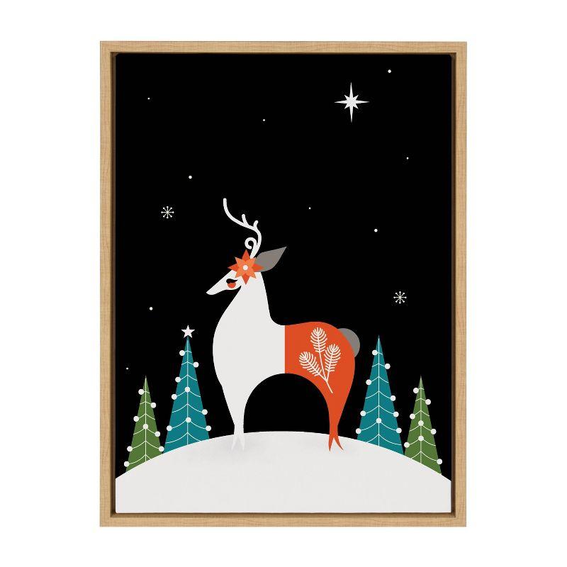 Kate & Laurel All Things Decor 18"x24" Sylvie Season's Greetings Reindeer Framed Canvas Wall Art by Amber Leaders Designs