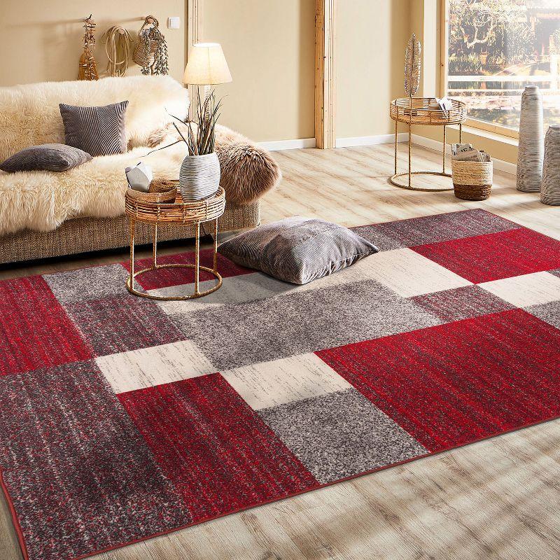 World Rug Gallery Modern Boxes Design Non-slip (Non-skid) Area Rug