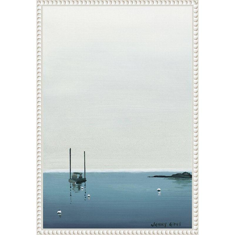 16"x23" Calm Waters White Floater Frame Canvas Wall Art