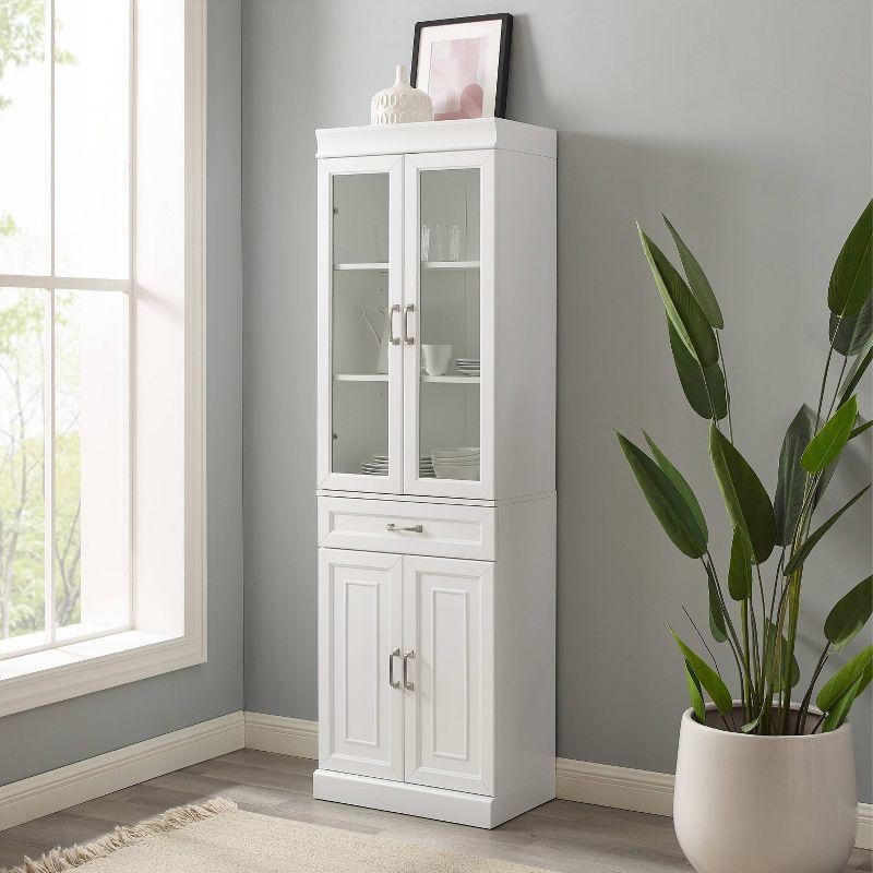 Stanton White Glass Door Pantry with Adjustable Shelves