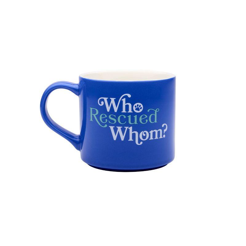 16oz Blue Stoneware 'Who Rescued Whom' Mug