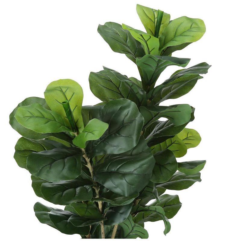 Monarch Specialties Artificial Plant 41 inch Tall Fiddle Tree Indoor Faux Fake Floor Greenery Potted Real Touch Decorative Green Leaves Black Pot