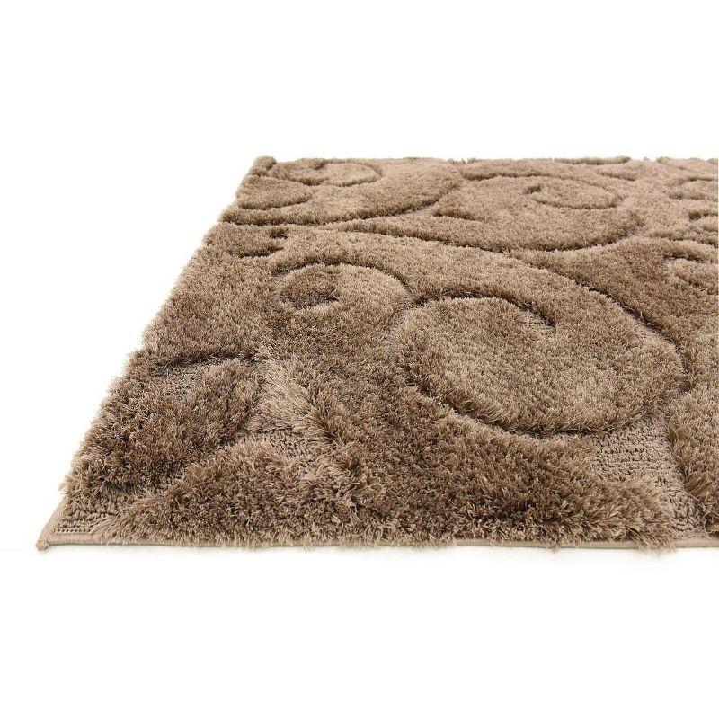 Unique Loom Floral Shag Collection Area Rug - Carved (5' 1" x 8' Rectangle Brown)